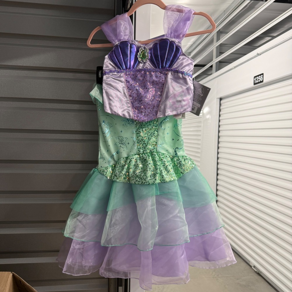 Disney Ariel The Little Mermaid Costume Girls Size 7/8 Purple Green Sequin Set